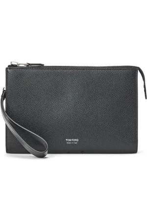Tom Ford Pebbled-leather logo-print clutch