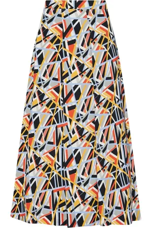 ROSETTA GETTY Abstract-print pleat-detail maxi skirt