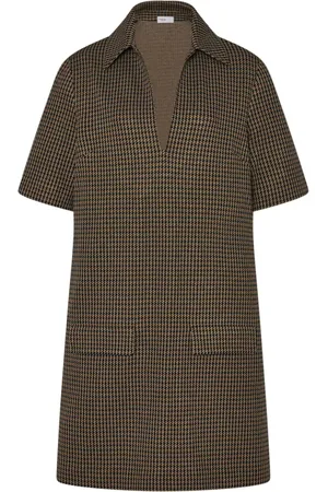 ROSETTA GETTY Polo-collar houndstooth minidress