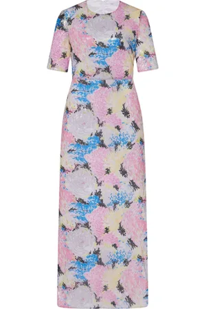 ROSETTA GETTY Floral-motif sequinned maxi dress