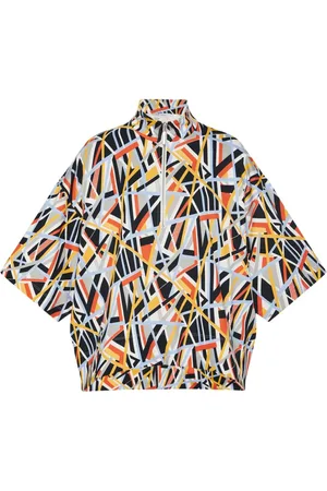 ROSETTA GETTY Abstract-print mock-neck polo shirt