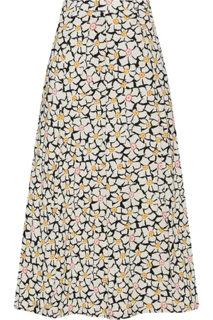 ROSETTA GETTY Floral-print pleat-detail maxi skirt