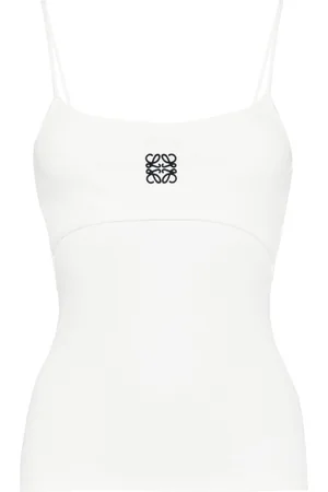 Loewe Anagram-embroidered fine-ribbed cami top