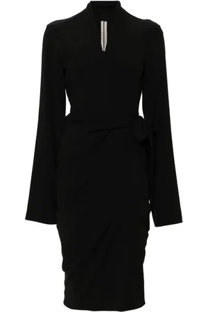 Rick Owens Tie-fastening crepe wrap dress