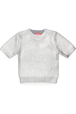 Diesel Metallic-sheen ribbed-knit top