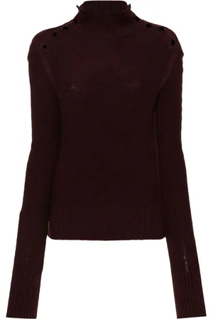 Serafini Studded-shoulders mock-neck jumper