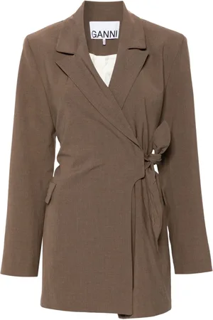 Ganni Knot-belt wrap blazer