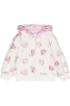 MONNALISA Floral-heart printed zipped hoodie