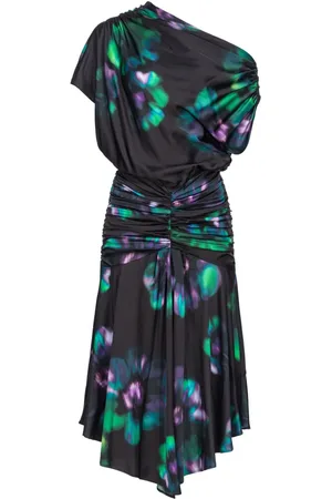 Pinko Floral-print ruched one-shoulder dress