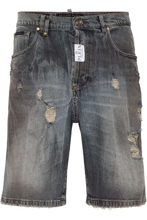 Philipp Plein Distressed-effect denim shorts
