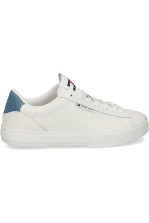 Tommy Hilfiger Denim-trimmed leather sneakers