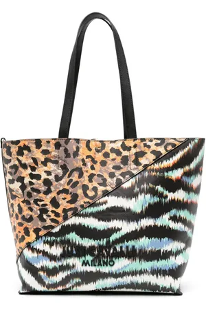 Roberto Cavalli Logo-lettering mix-print tote bag