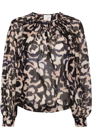 FORTE FORTE Abstract-print semi-sheer blouse