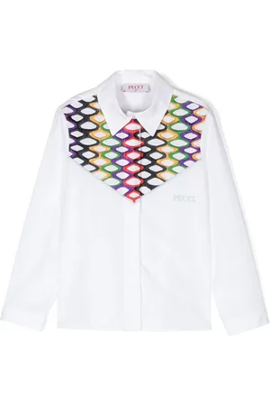 PUCCI Junior Embroidered-pattern cotton shirt