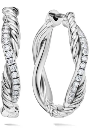 David Yurman Sterling Petite Infinity diamond hoop earrings (17.3mm)