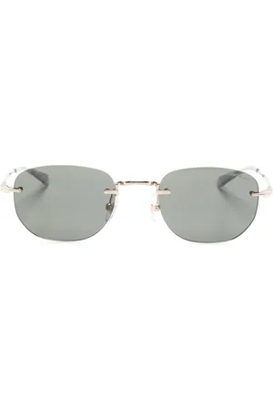 Montblanc Logo-print oval-frame sunglasses