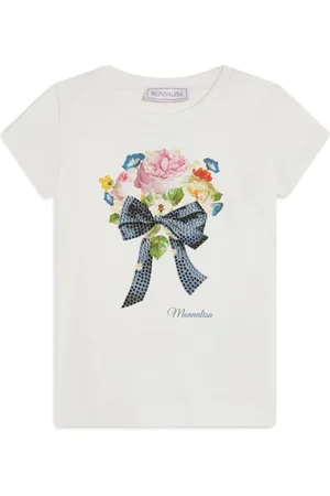 MONNALISA Bouquet-print jersey T-shirt