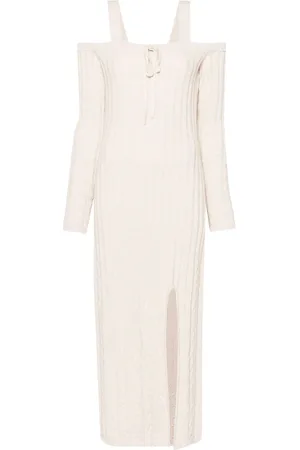 Twin-Set Cold-shoulder ribbed-knit dress