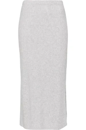 Twin-Set Lurex ribbed-knit skirt