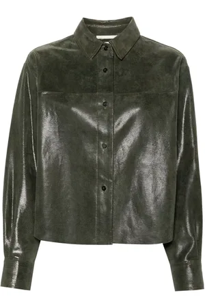 FORTE FORTE Lizard-skin effect leather shirt