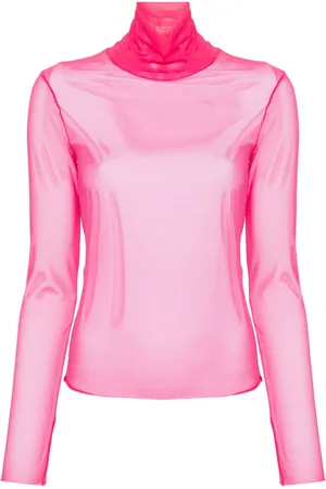 Patrizia Pepe Roll-neck mesh T-shirt
