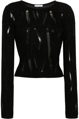 Patrizia Pepe Distressed fine-ribbed jumper