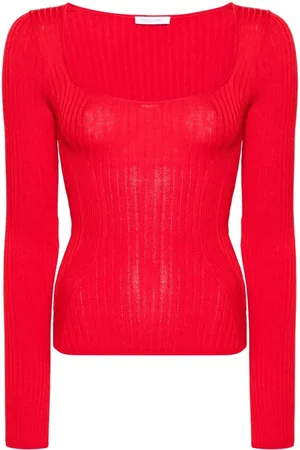 Patrizia Pepe Square-neck ribbed-knit jumper
