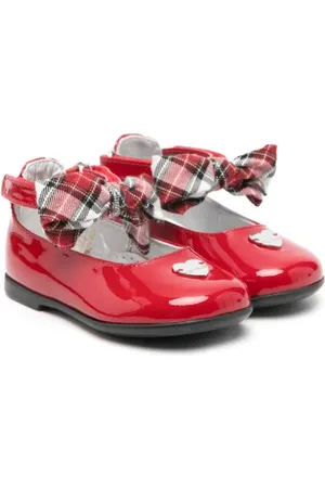 MONNALISA Bow-detail leather ballerina shoes