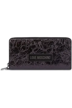 Moschino Logo-lettering crinkled-finish wallet
