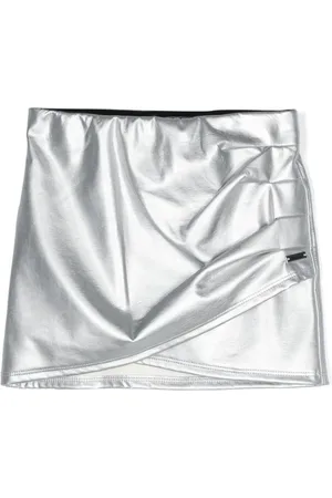 MONNALISA Faux-leather wrap miniskirt