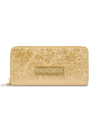 Moschino Logo-lettering crinkled-finish wallet