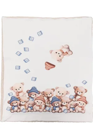 MONNALISA Teddy bear-print cotton blanket