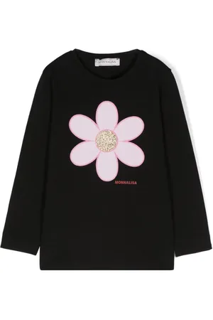MONNALISA Flower-print glittered T-shirt