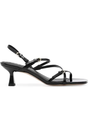 Sandro Square-toe patent-leather sandals