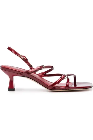 Sandro Square-toe patent-leather sandals