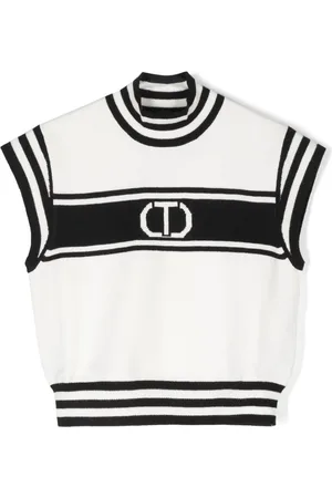 Twin-Set Intarsia-logo sleeveless top