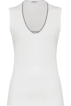 Brunello Cucinelli Monili-trim scoop-neck tank top