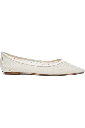 Stuart Weitzman Emilia mesh crystal-embelished ballerina shoes