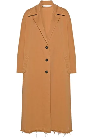 Palm Angels Raw cut-hem single-breasted coat