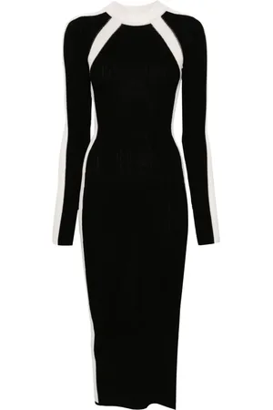 Patrizia Pepe Two-tone ribbed midi dress
