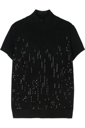 SEVENTY BY SERGIO TEGON Crystal-embellished knitted top
