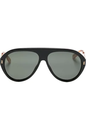 Gucci Logo-engraved navigator-frame sunglasses