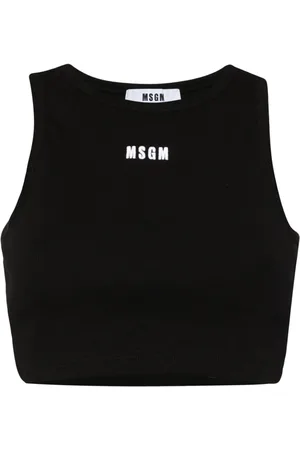 Msgm Logo-embroidered cropped top