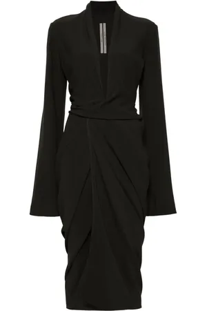 Rick Owens Tie-fastening crepe wrap dress