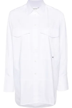 Victoria Beckham Logo-embroidered cotton shirt