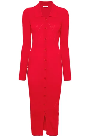Patrizia Pepe Classic-collar ribbed midi dress