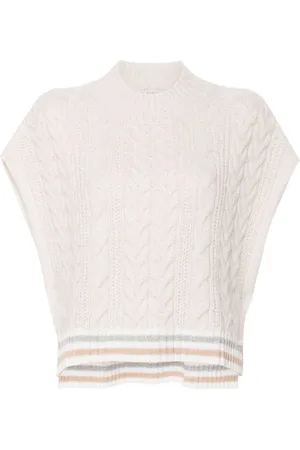 PESERICO SIGN Sequinned cable-knit top