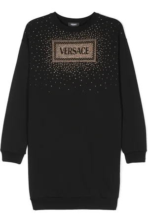 VERSACE Logo-rhinestones sweatshirt dress