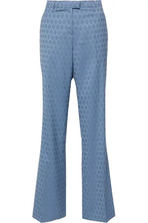 Etro Patterned-jacquard tailored wool trousers