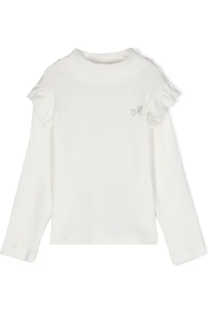 MONNALISA Rhinestone-monogram ribbed blouse